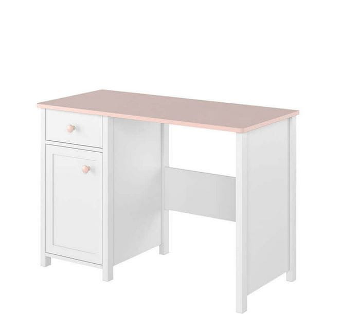 Veneti Písací stôl do dievčenskej izby LALI - biely / ružový